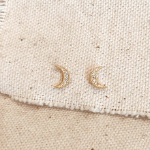 Load image into Gallery viewer, 18k Gold Filled Crescent Moon Studs