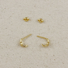 Load image into Gallery viewer, 18k Gold Filled Solitaire Bezel CZ C-Hoop Earrings