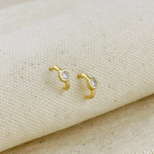 Load image into Gallery viewer, 18k Gold Filled Solitaire Bezel CZ C-Hoop Earrings