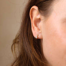 Load image into Gallery viewer, 18k Gold Filled Solitaire Bezel CZ C-Hoop Earrings