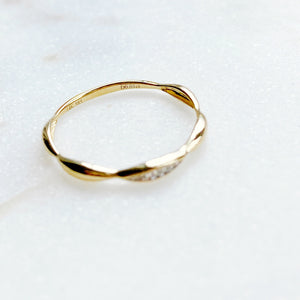 Solid Gold Dainty Diamond Ring