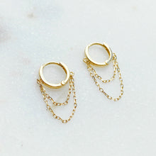 Load image into Gallery viewer, Solid Gold Drop Chain Huggies