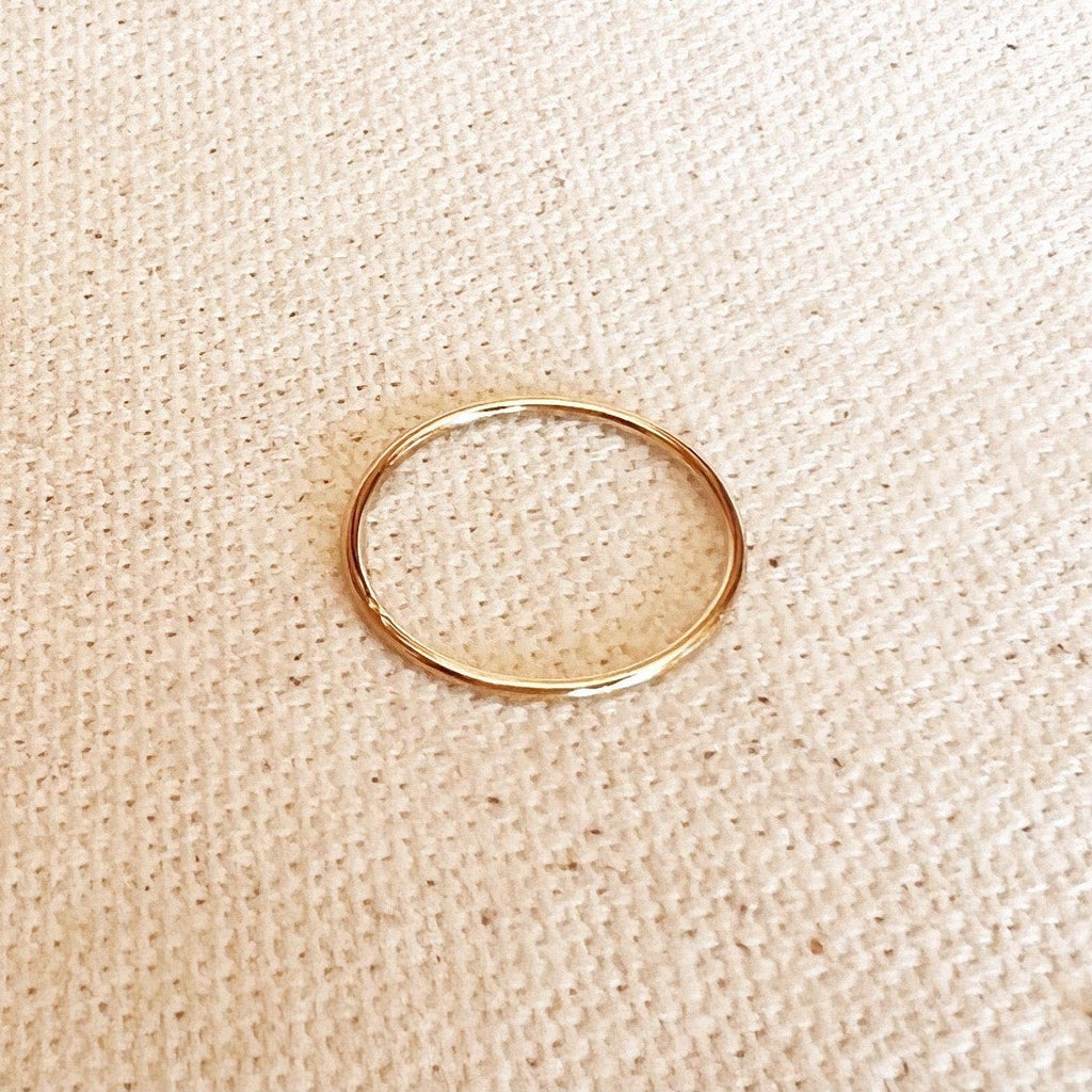 1mm gold filled plain stacking ring on linen