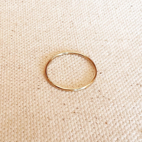 1mm gold filled plain stacking ring on linen