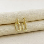 Pavé link drop earrings in gold filled on linen