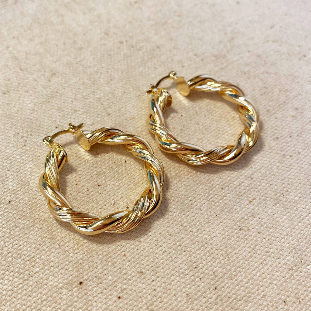 Pair of 30mm twisted tube hoops on linen