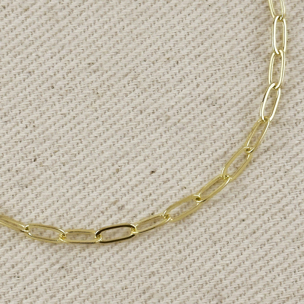 Close up of gold filled paperclip links