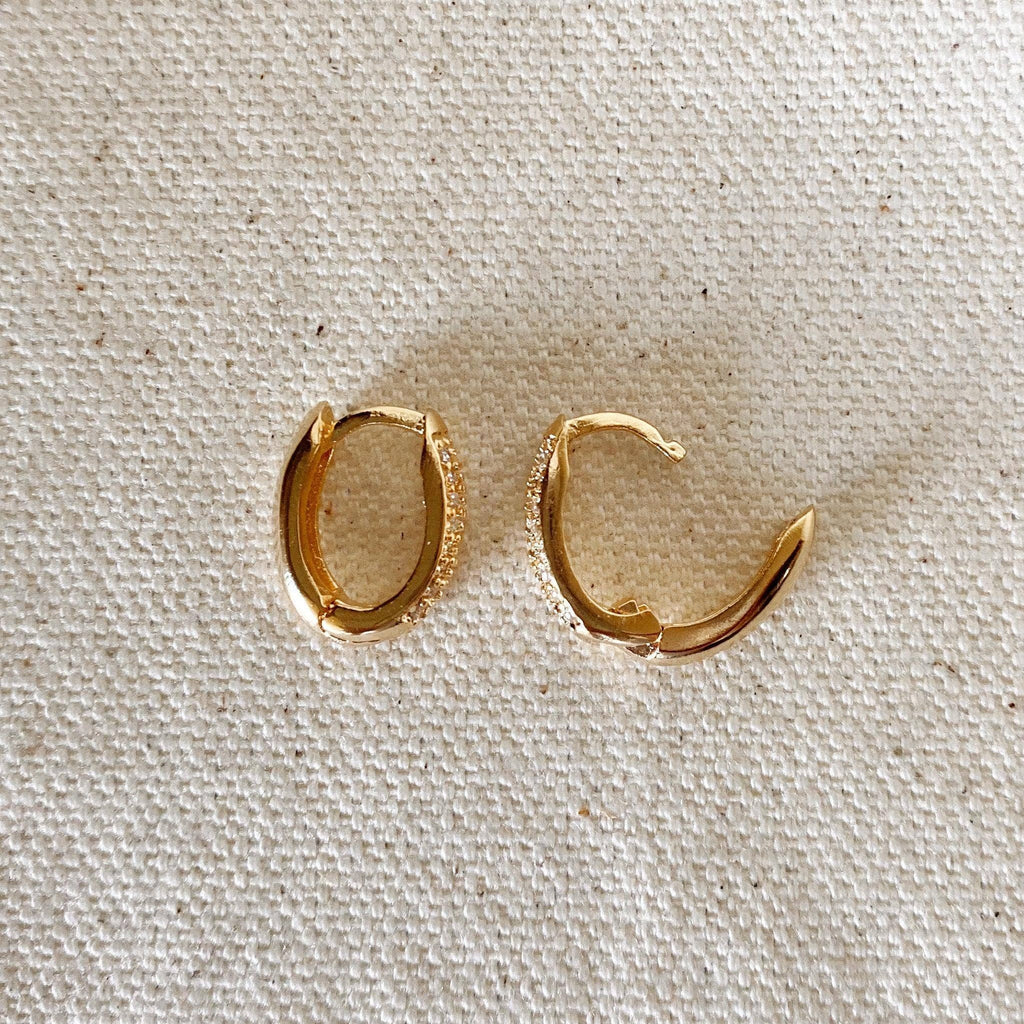 Gold filled oval hoops with clicker open