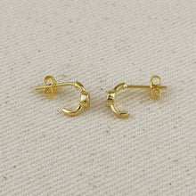 Load image into Gallery viewer, 18k Gold Filled Solitaire Bezel CZ C-Hoop Earrings
