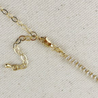Tennis necklace lobster clasp and extender chain close up
