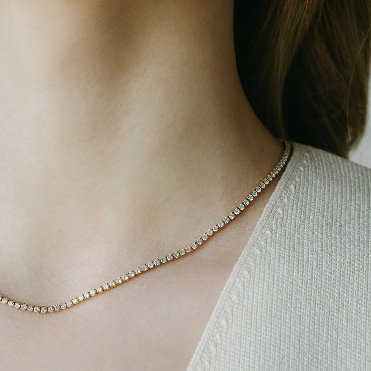Gold Plated Tennis Necklace view 2