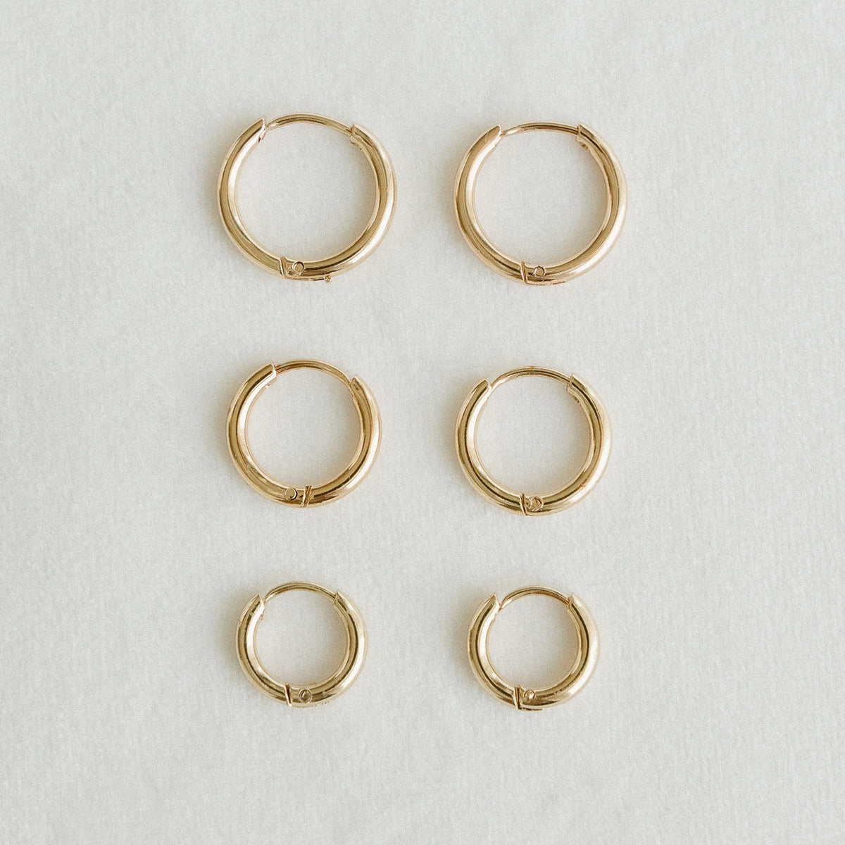 Gold Plated Thin Hoop Earrings view 3