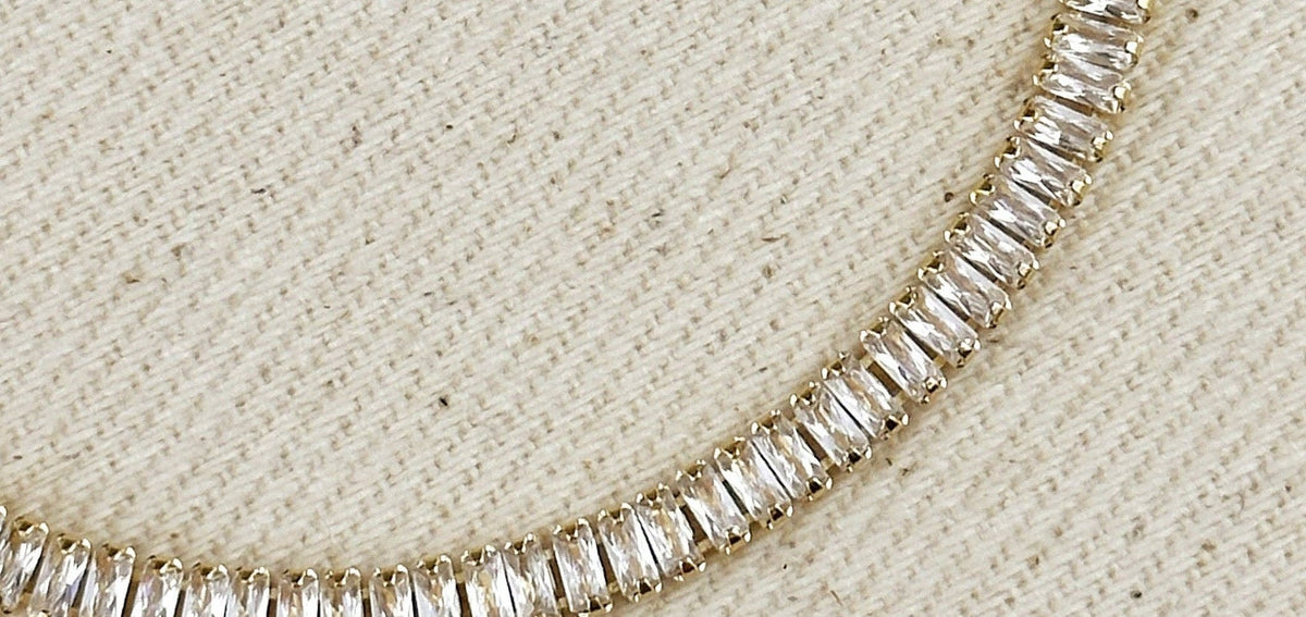Baguette Tennis Bracelet on linen