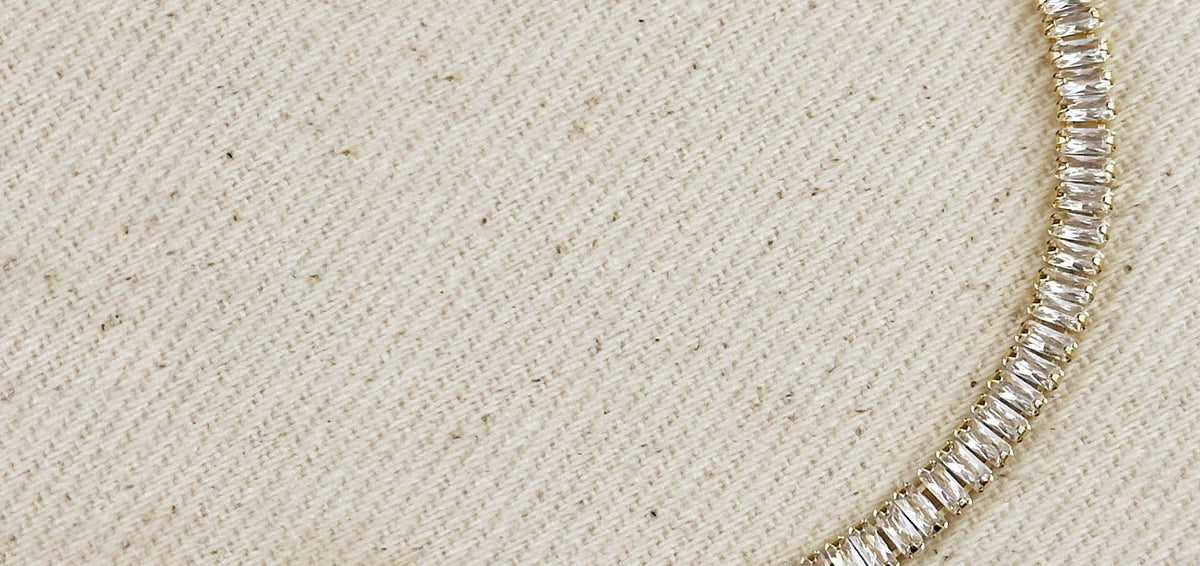 Baguette Tennis Bracelet on linen