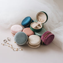 Load image into Gallery viewer, Round Velvet Travel Jewellery Box view 2
