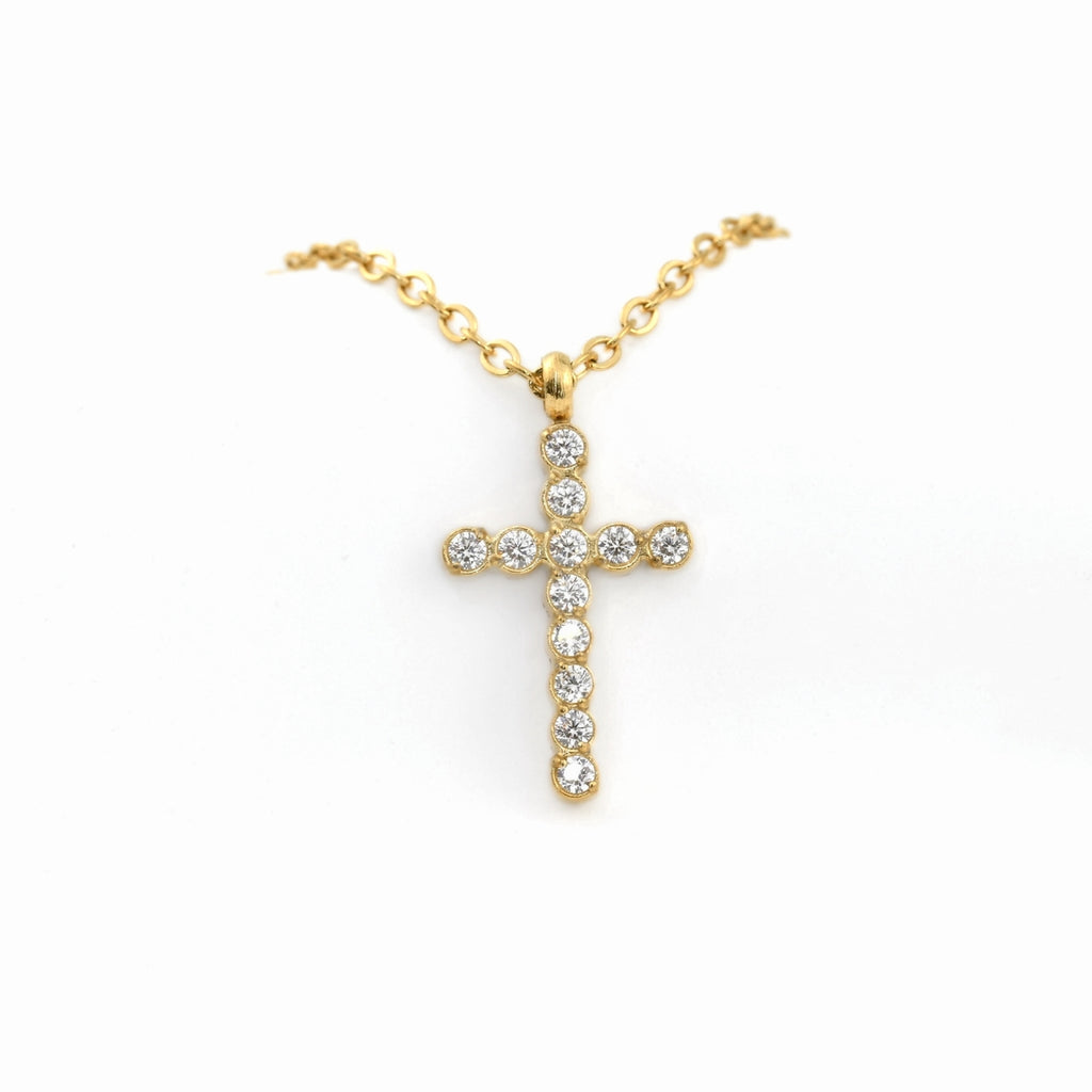 Stainless Steel Pavé Cross Necklace view 2