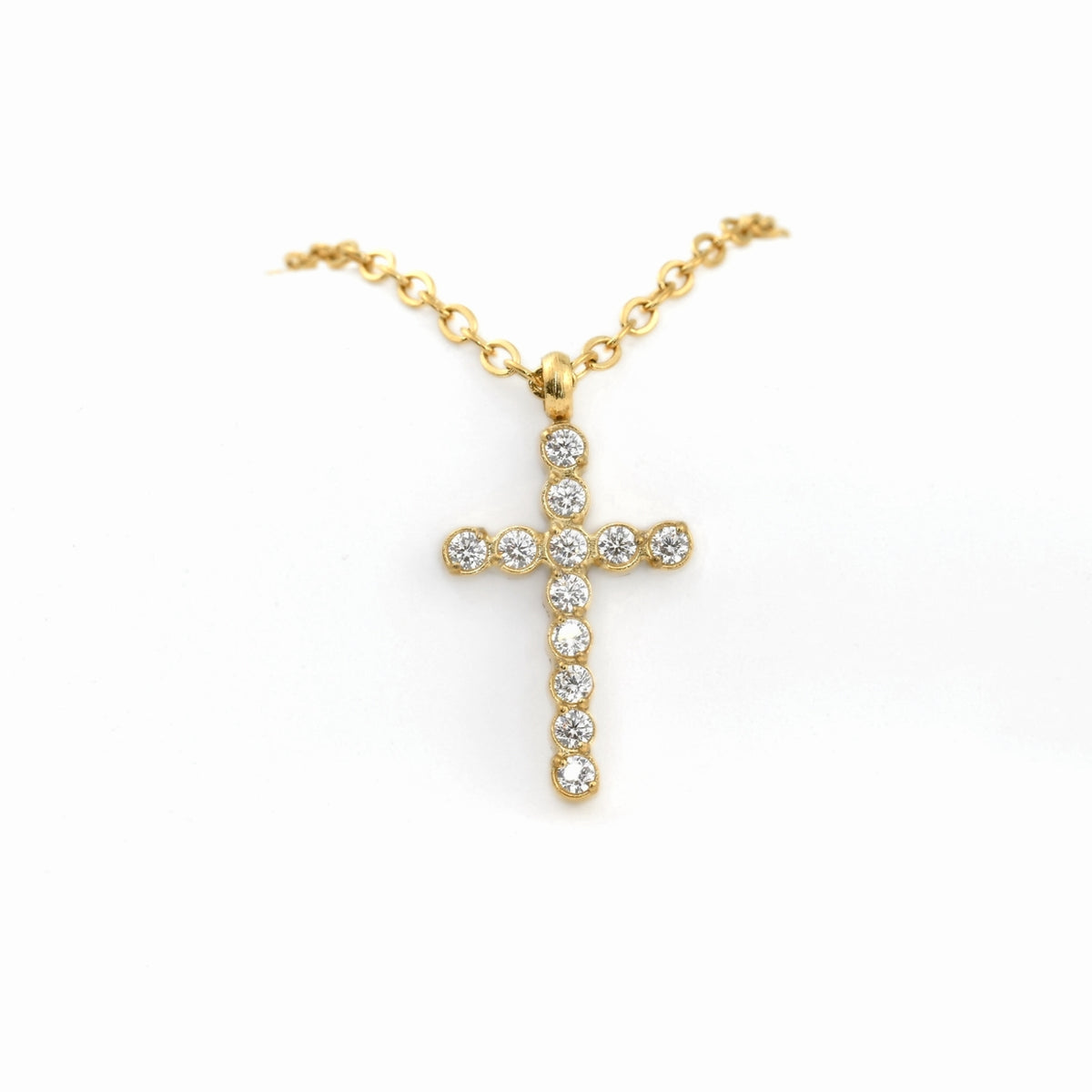 Stainless Steel Pavé Cross Necklace view 2