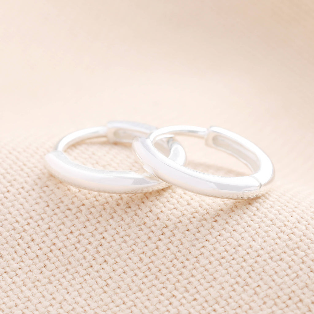 Slim sterling silver huggie hoop earrings