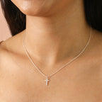 Sterling Silver Small Cross Necklace view 2