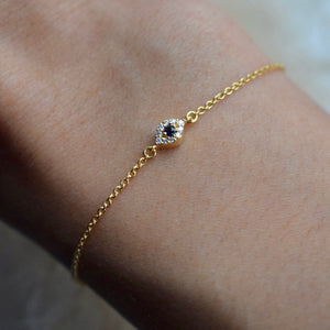 Dainty Diamond Evil Eye Bracelet