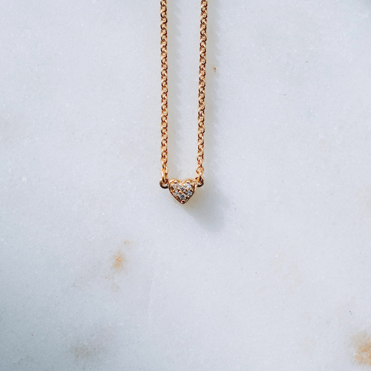Diamond & Gold Heart Necklace — 9ct gold necklace with diamond heart