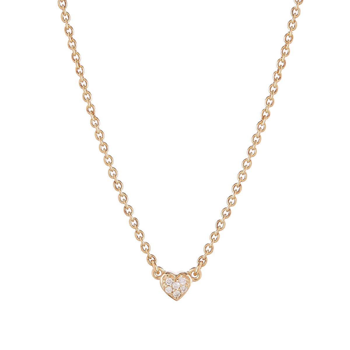 Diamond & Gold Heart Necklace — 9ct gold necklace with diamond heart